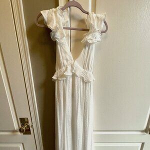 Aakaa White Ruffle Maxi Dress NWT Size Small